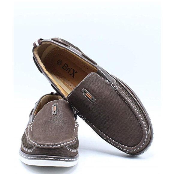 Men's Slip On Boat Shoes Driving Moccasins Slip On Loafers Brown New With Tags - Picture 1 of 3